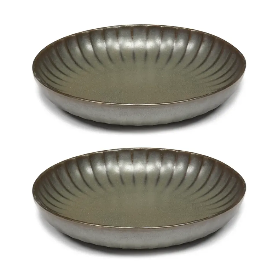 Serax Inku high plate M Ø21 cm 2-pack, Green New
