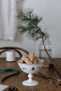 Wik & Walsøe Julemorgen Story bowl on foot, Ø13 cm GreyGreenGold-colouredWhite Online