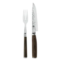 KAI Shun Premier knife & fork set, Chrome- Brown Best