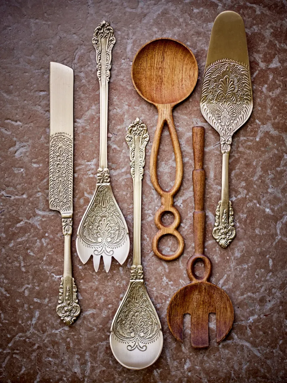 Bloomingville Kalima salad servers 2 pieces, Brass Gold-coloured Online