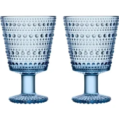 Iittala Kastehelmi drinking glass with stem 26 cl 2-pack, Aqua Blue Outlet