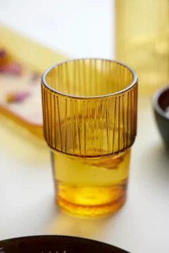 Bitz Kusintha café glass 38 cl 4-pack, Amber Orange