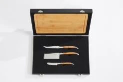 Hâws Laguiole By cheese knife set with cutting board 4-piece, Bamboo-olive wood-stainless steel BrownSilver-coloured Discount