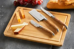 Hâws Laguiole By cheese knife set with cutting board 4-piece, Bamboo-olive wood-stainless steel BrownSilver-coloured Discount