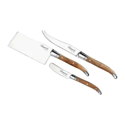 Hâws Laguiole By cheese knife set 3-piece, Olive BrownSilver-coloured Clearance