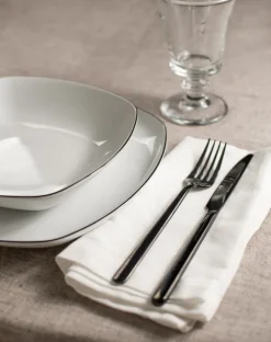 Seltmann Weiden Lido black line service set square 12 pieces, with black edge White