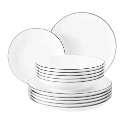 Seltmann Weiden Lido black line service set 12 pieces, with black edge White Outlet