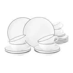 Seltmann Weiden Lido black line tea service 18 pieces, with black edge White Online