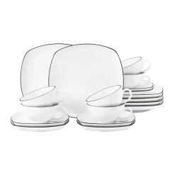 Seltmann Weiden Lido black lines tea service square 18 pieces, with black edge White Discount