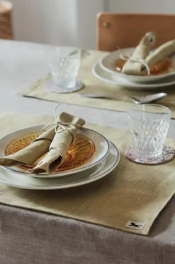 Almedahls Linen placemat 34x45 cm 2-pack, Olive Green Sale