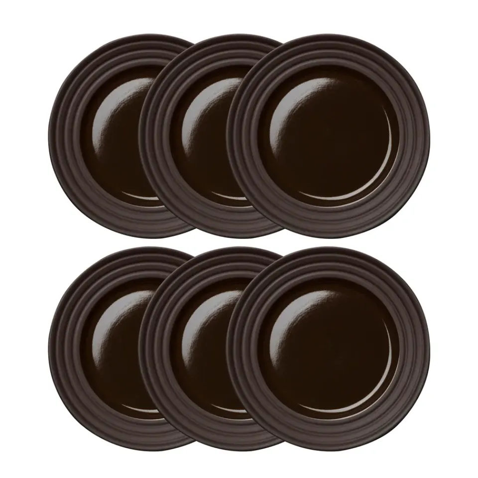 NJRD Lines small plate Ø21 cm 6-pack, Brown Outlet