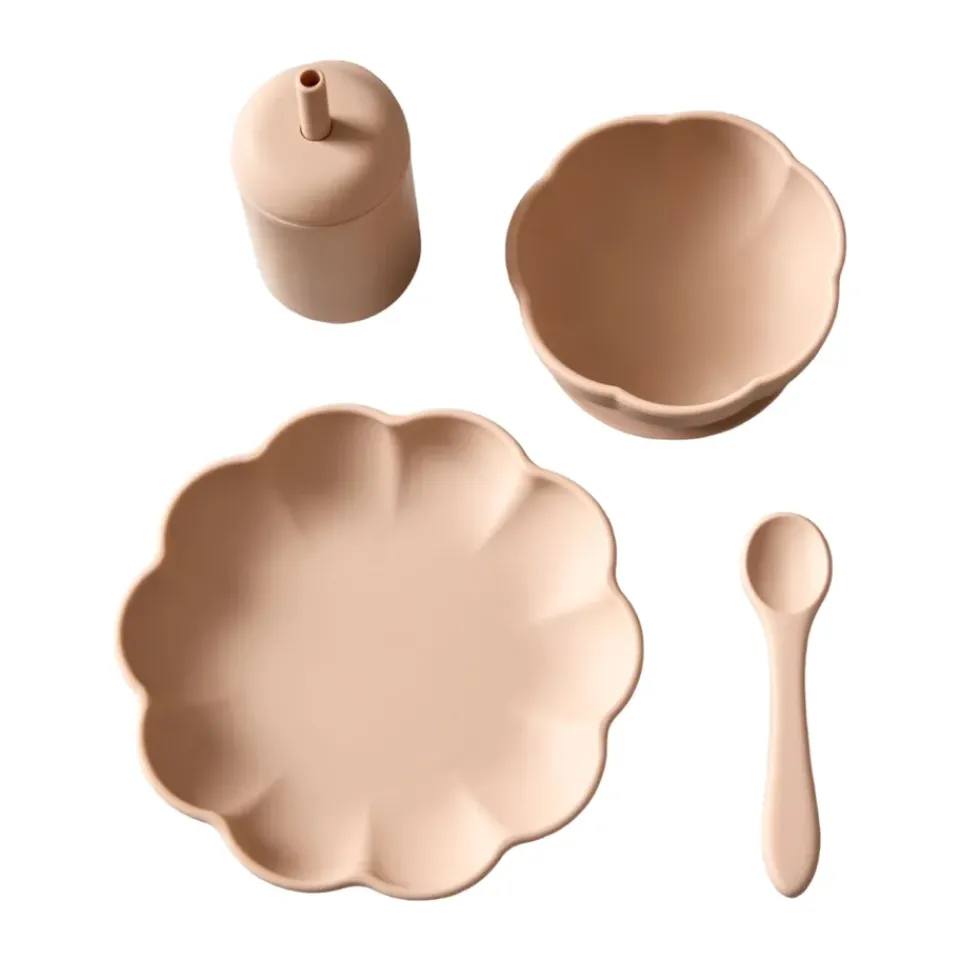 Jack o Juno Little Poppy children's dinner set 4 pieces, Oatmeal White