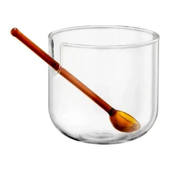 Muurla Loop sugar bowl incl spoon Ø14 cm, Clear-pink-amber Transparent New
