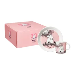 Moomin Arabia Love 30 Years Moomin Mug & Plate, 2 pieces Pink Hot