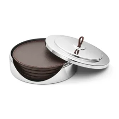 Georg Jensen Manhattan coaster 4-pack, t leather Brown Outlet