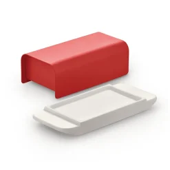 Alessi Mattina butter dish 9.5x21 cm, Red-stainless steel RedGrey Clearance