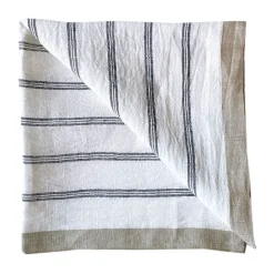 Tell Me More Maya linen napkin 50x50 cm, Navy stripe WhiteBlue Discount