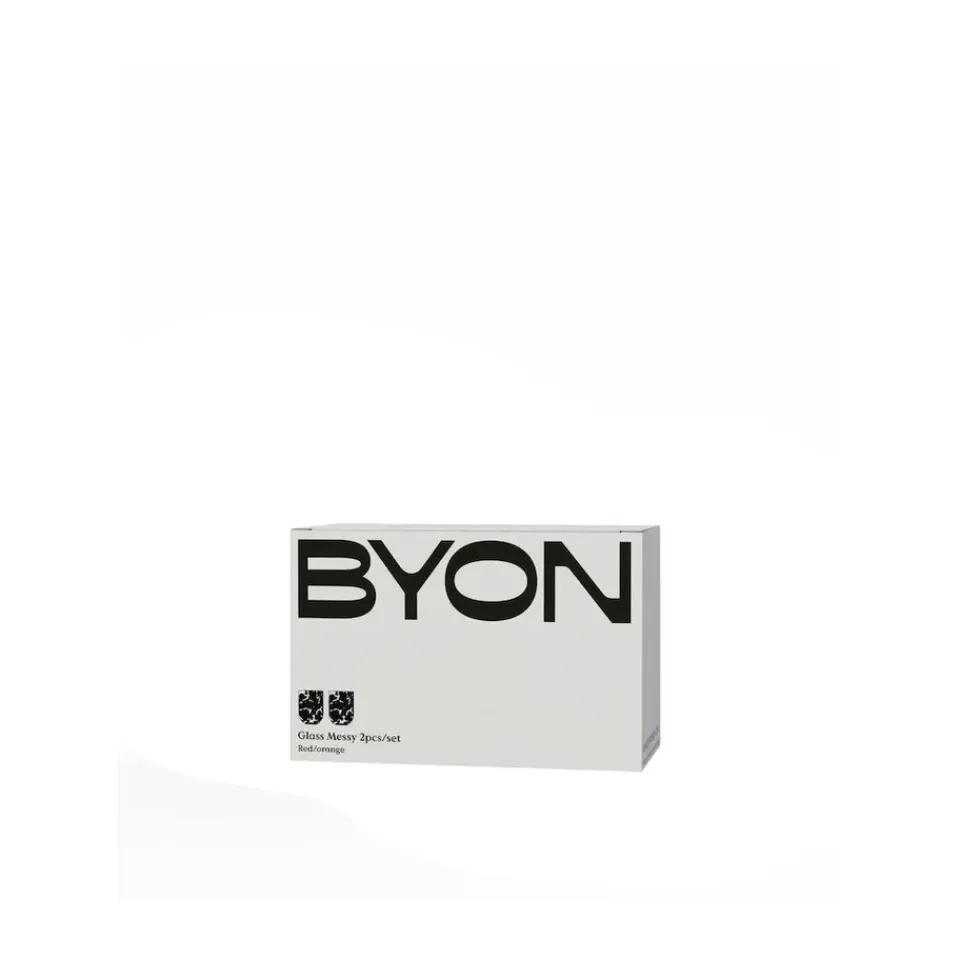 Byon Messy Glass 30 cl 2-Pack, Red-orange RedOrange Online