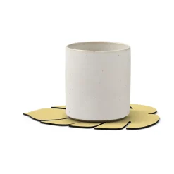 LIND DNA Monstera Leaf Hippo coaster, gold Gold-coloured New