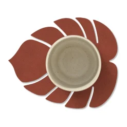 LIND DNA Monstera Leaf Nupo coaster, Sienna Red New
