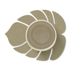LIND DNA Monstera Leaf Nupo coaster, Herbal dust Beige