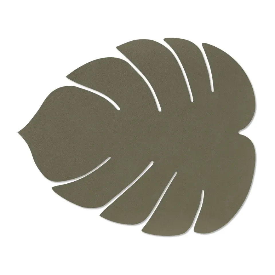LIND DNA Monstera Leaf Nupo placemat L, Army green Brown Sale