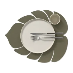 LIND DNA Monstera Leaf Nupo placemat L, Army green Brown Sale