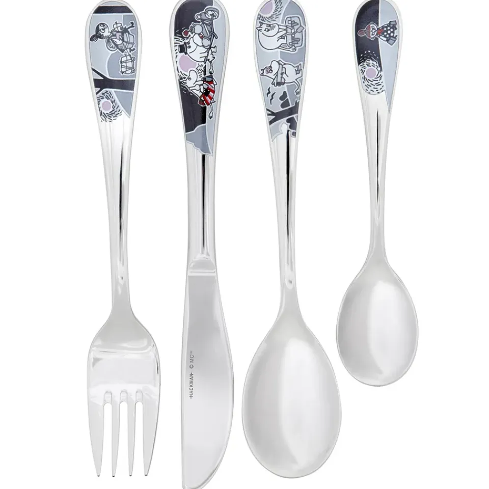 Hackman Moomin cutlery childrens set 4-pack, moomin adventure move Silver-coloured Outlet
