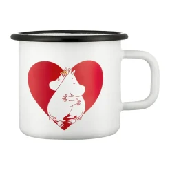 Muurla Moomin enamel mug 37 cl, Heart White Clearance