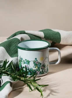 Muurla Moomin enamel mug 37 cl, In the garden White Best