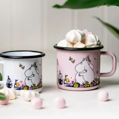 Muurla Moomin enamel mug hugs 37 cl, Rosa Pink
