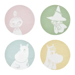 Muurla Moomin glass coaster Ø10 cm 4 parts, Moomin characters Multi New