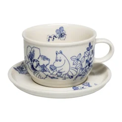 Moomin Arabia Moomin Haru cup with saucer, 2 pieces BlueWhite New