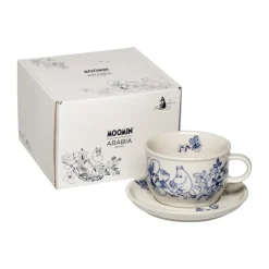 Moomin Arabia Moomin Haru cup with saucer, 2 pieces BlueWhite New