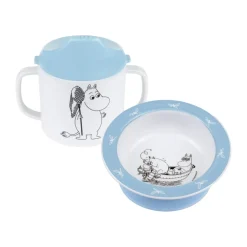 Rätt Start Moomin Water & Bath sippy cup & suction cup plate, Blue Clearance