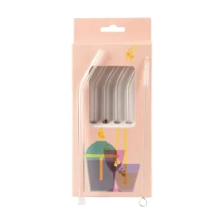 Muurla glass straws 4-pack, Clear Transparent Discount