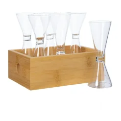 Sagaform Nature shot glasses in bamboo box 6-pack 4 cl, Bamboo Clear Brown