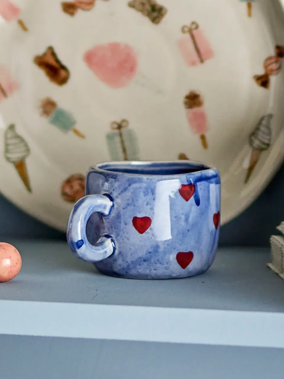 Bloomingville Nini cup 11.5 cl, -hearts Blue New