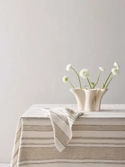 Tell Me More Noah tablecloth, Beige stripe, 145x330 cm BeigeWhite Best