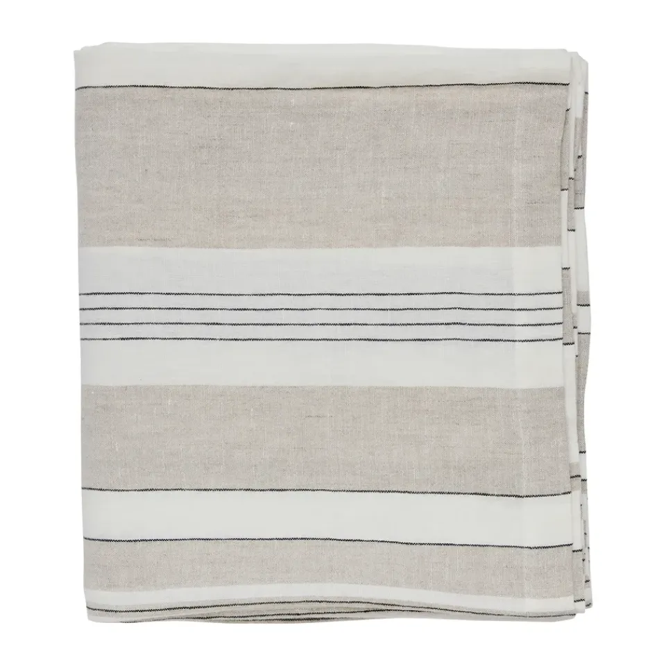 Tell Me More Noah tablecloth, Beige stripe, 145x270 cm BeigeWhite Clearance