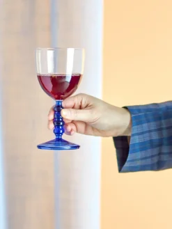 Bloomingville Noemi wine glass 22 cl, Blue Discount