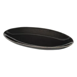 Broste Copenhagen Nordic Coal oval saucer, 13.6x22 cm BlackGrey Outlet