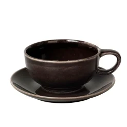 Broste Copenhagen Nordic Coal tea cup and saucer, 5.8 cm BrownGreyBlack New