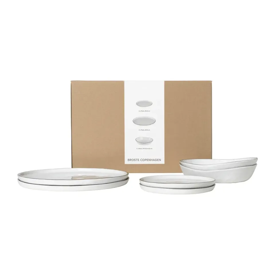 Broste Copenhagen Nordic Salt dinner set for two, 6 pieces WhiteBlack New