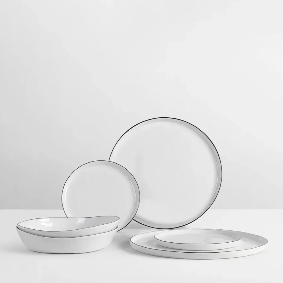 Broste Copenhagen Nordic Salt dinner set for two, 6 pieces WhiteBlack New