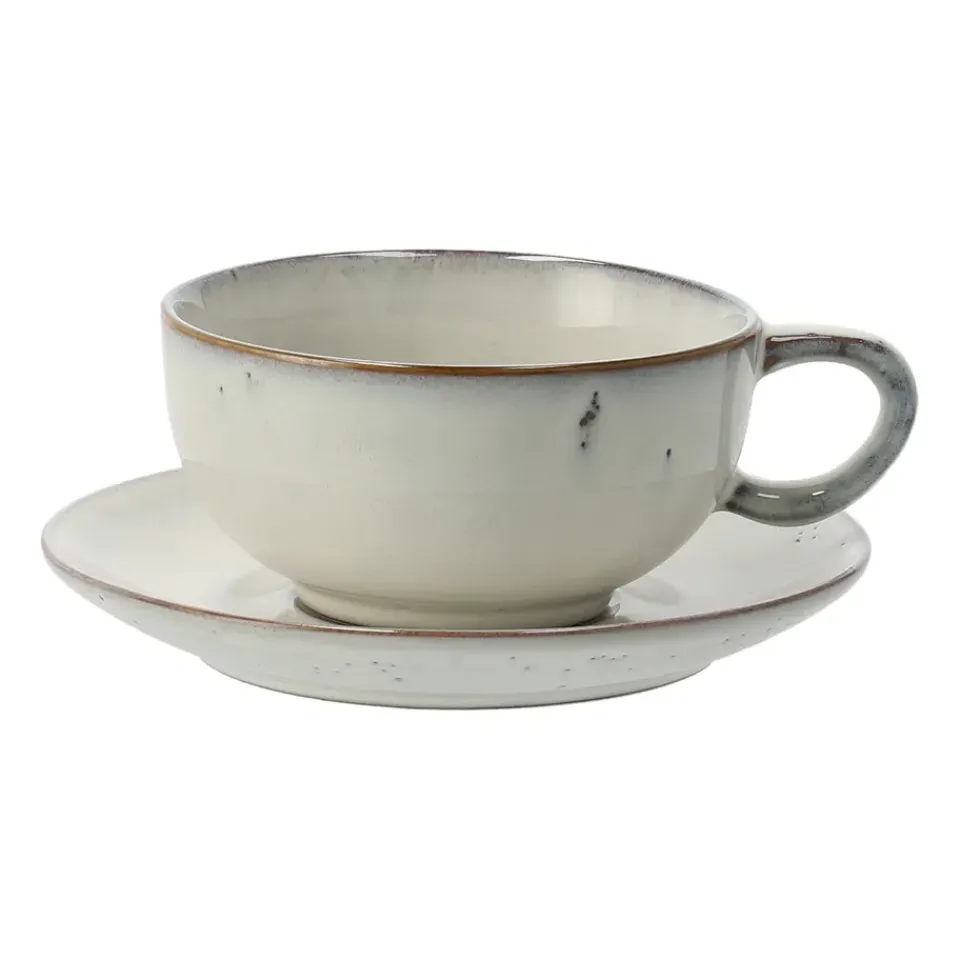 Broste Copenhagen Nordic Sand tea cup and saucer, 5.8 cm Beige Hot