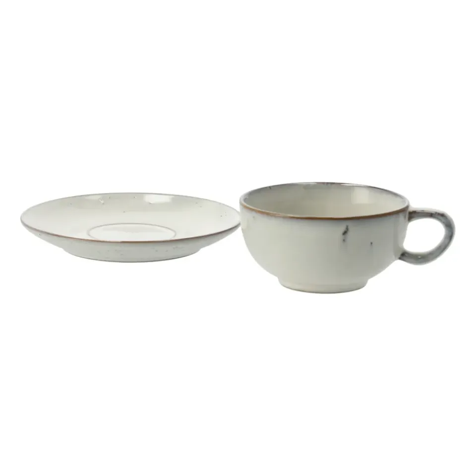 Broste Copenhagen Nordic Sand tea cup and saucer, 5.8 cm Beige Hot