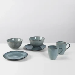 Broste Copenhagen Nordic Sea breakfast set for two, 6 pieces Blue Best