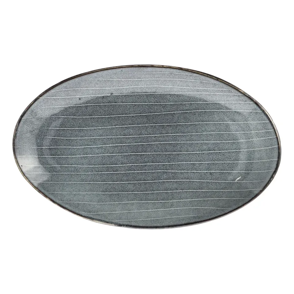 Broste Copenhagen Nordic sea oval serving platter, 13.6x22 cm Blue Discount