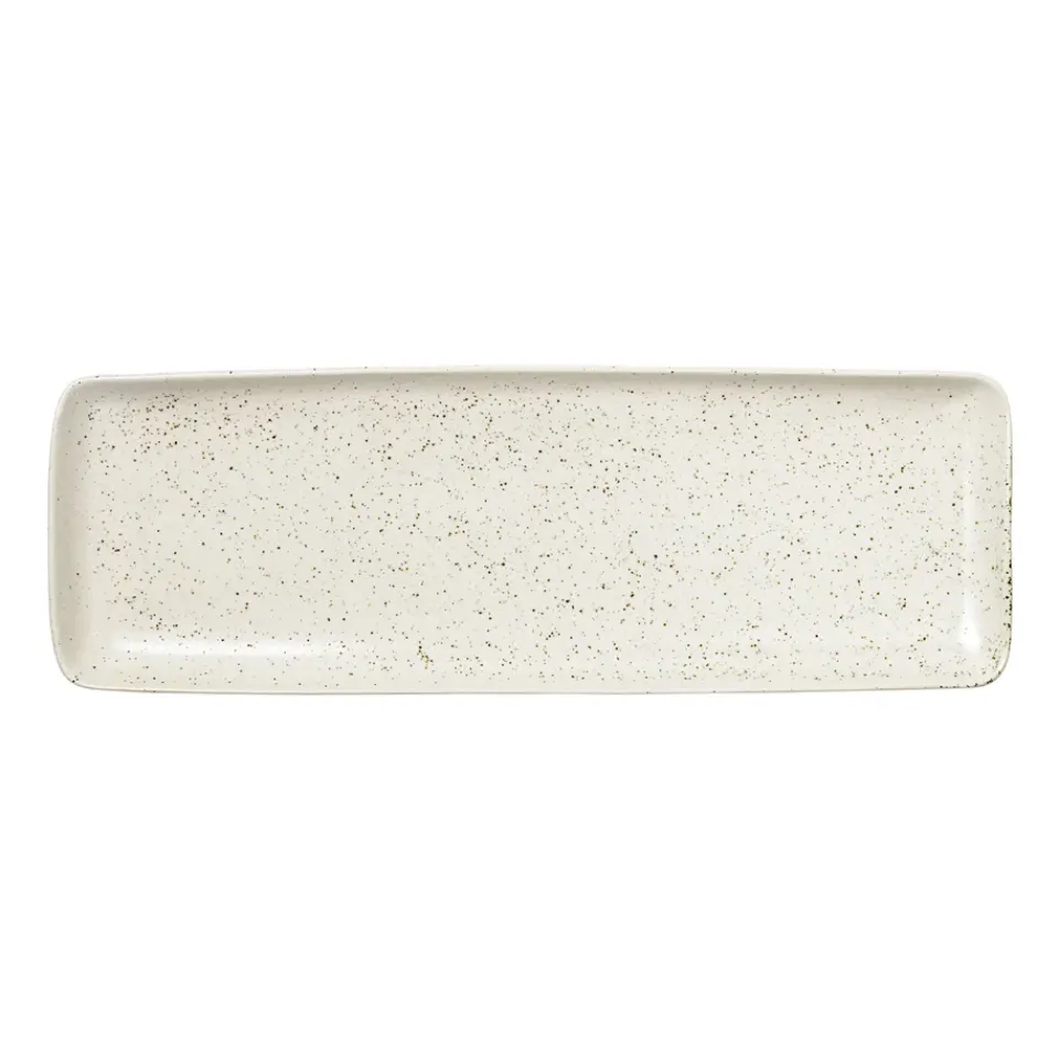 Broste Copenhagen Nordic Vanilla rectangular saucer 12.5x35 cm, Cream with grains BeigeWhite Sale